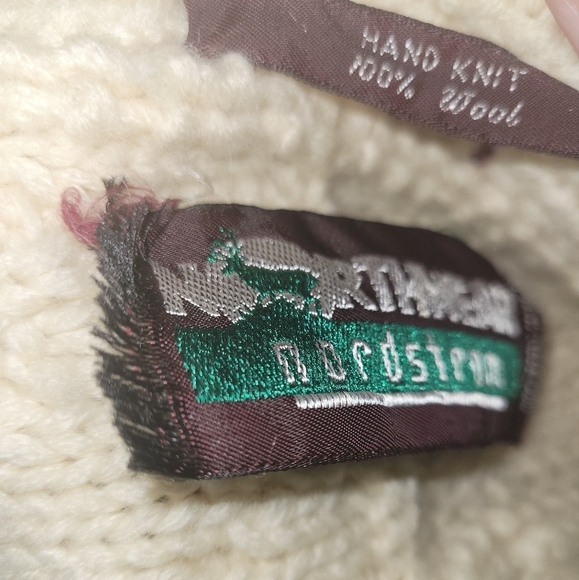 Vintage cable knit hand knit cardigan sweater Northwear Nordstrom wool L - Picture 5 of 6